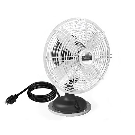 Modern Forms 18in Oscillating Plug-in Desk Fan with Three Speed Motor Control in Matte Black and Nickel Finish FT-1820